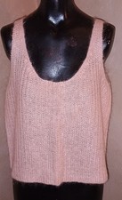 Vtg 90s A Line Anne Klein 50% Kid Mohair Pale Pink Tank Sweater Made In USA Sz L