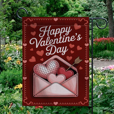 Happy Valentine's Day Garden Flag Love Letter Envelope Heart Arrow Yard Decor