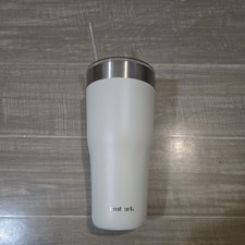 Embark White Stainless Steel Cup With Plastic Reusable Straw New