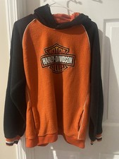 Harley-Davidson Y Size xl 20 Hooded Fleece Sweatshirt Flame Sleeve Embroidered