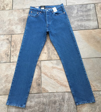 Image of BNWT Womens Levi's 501 Straight Cropped Big E Blue Stretch Denim Jeans - W28 L30