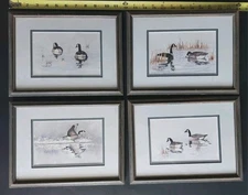 4 Vintage 1994 Canadian Geese Watercolor Paintings Welna L Smith Framed 