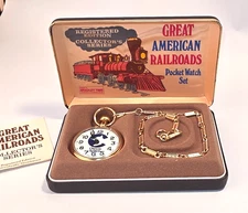 Great American Railroads Pocket Watch Set by Bradley Time Chessie System RR