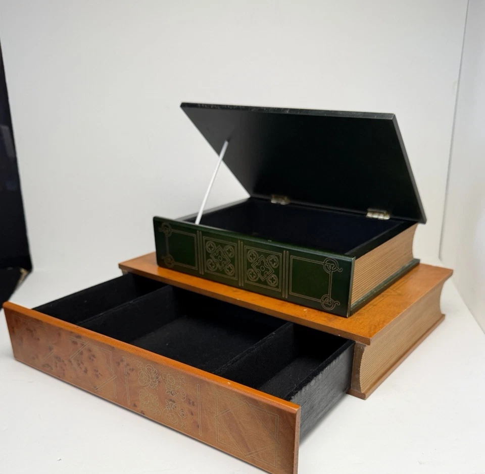 Faux Vintage Book Secret Wooden Storage Boxes, Set of 2 - Image 3 of 4