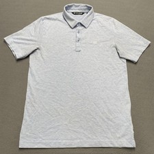 TravisMathew Polo Shirt Mens Small Blue Microstripe Pima Cotton Blend Golf Logo