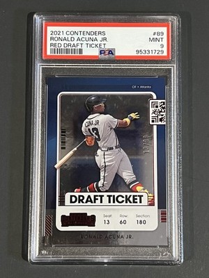 Ronald Acuna Jr. JERSEY MATCH! 2021 Contenders Red Draft Ticket #89 PSA 9 13/99