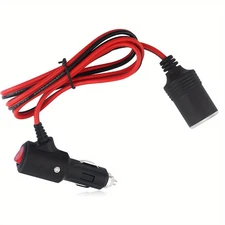 6.5Ft Car Cigarette Lighter Splitter with Switch 12-24V Car Charger Splitter