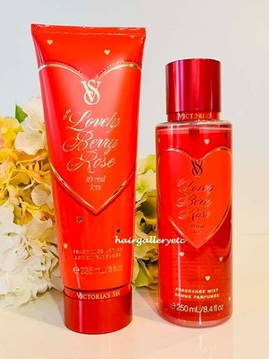 VICTORIA'S SECRET Valentine's Day Lovely Berry Rose Mist and Lotion NEW