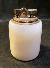 Art Deco 3" Marble Onyx Cylinder Table Top Cigarette Cigar Lighter