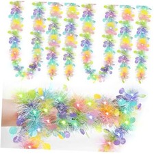 33FT Easter Tinsel Garland with LED String Light,Colorful Tinsel Twist DT158
