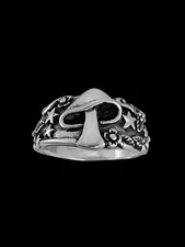 925 Sterling Silver Cosmic Mushroom Ring, Handmade Silver Toadstool Ring