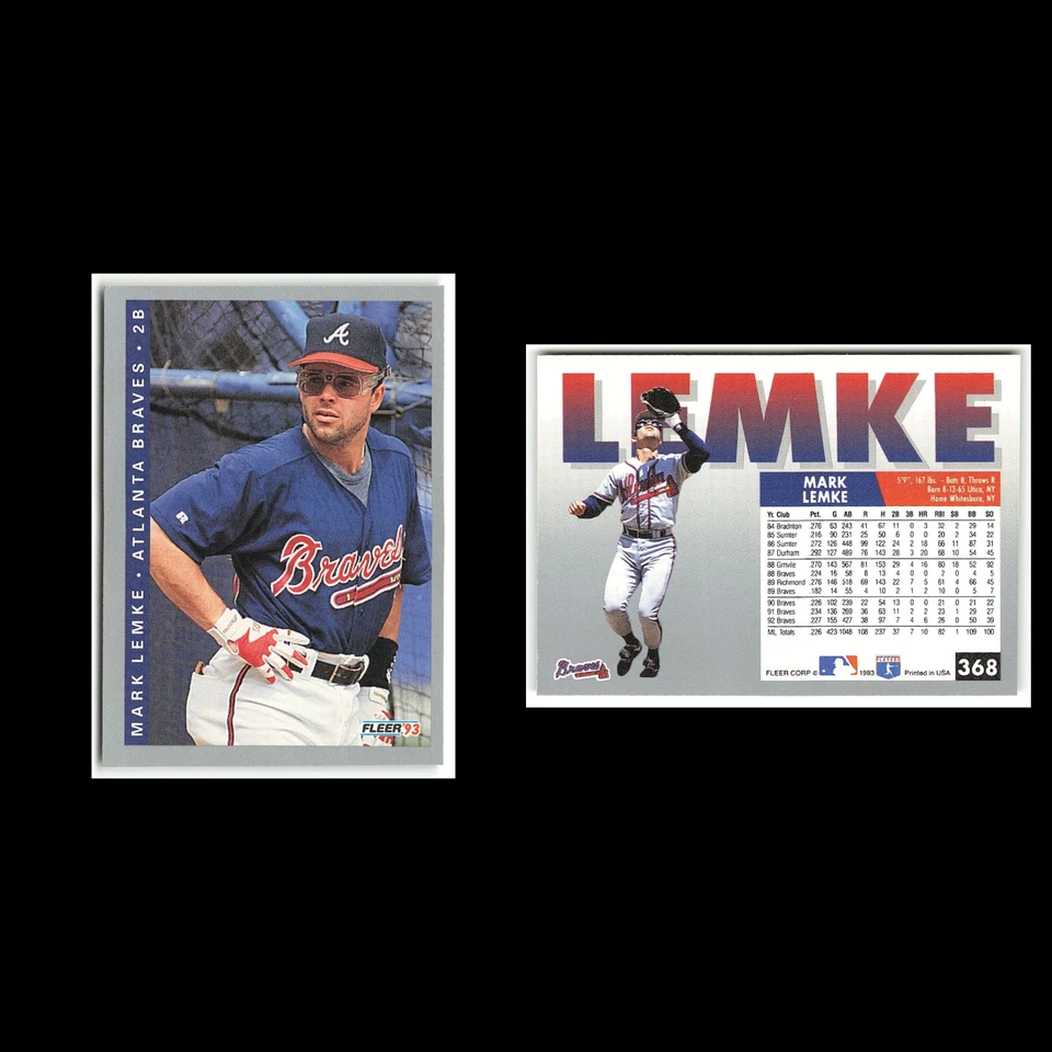 Mark Lemke #368 1993 Fleer Atlanta Braves Baseball Card MLB NM - Image 3 of 3