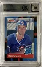 1988 Donruss MARK GRACE Signed Auto Rated Rookie Card Chicago Cubs Beckett 10. rookie card picture