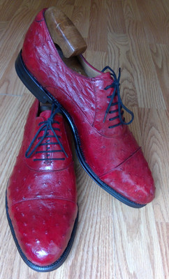 GUCCI MTO DIY BURGUNDY OSTRICH LEATHER OXFORD MEN'S SHOES 9.5 E