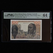 1965 West African States Banque Centrale 100 Francs Pick#2b PMG 64 Choice UNC