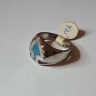 Vtg Blue Turquoise Chip Crushed Mosaic Stone Inlay Arrowhead Silver Ring Size 12