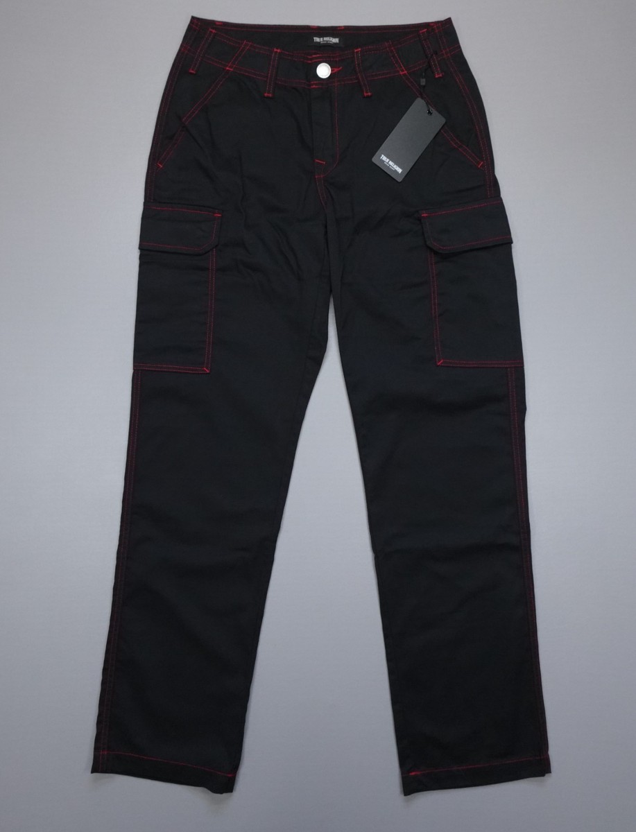 パンツ TRUE RELIGION Jet Black Cargo Pants 28 True Religion Jeans Cargo Pants Jet Black / TR-V Red Pockets