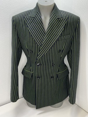 Vetements Unisex Blazer Jacket Green/Black Size XS Double Breasted Striped