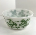 1950's Hazel Atlas, milkglass Cowboy themed bowl Bucking Bronco Green Kids