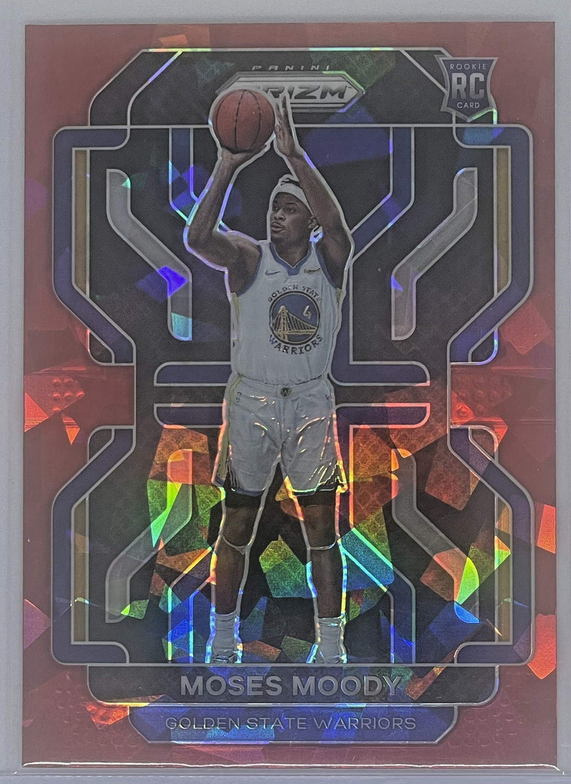 2021-22 Panini Prizm NBA Moses Moody RC Red Ice Prizm #308 Golden State Warriors