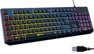 KLIM Chroma Gaming Tastatur UK Layout - Slim, Robust, Ergonomisch, Leise, Wasser