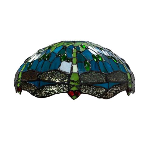 Green Dragonfly Tiffany 16-inch Stained Glass Shade For Table/Ceiling Pendant - Picture 3 of 4