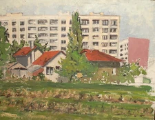 Realist oil painting cityscape