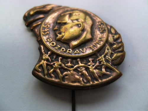 YUGOSLAVIA Greetings Tito 1945-1955 vintage pin badge RARE - Picture 5 of 5