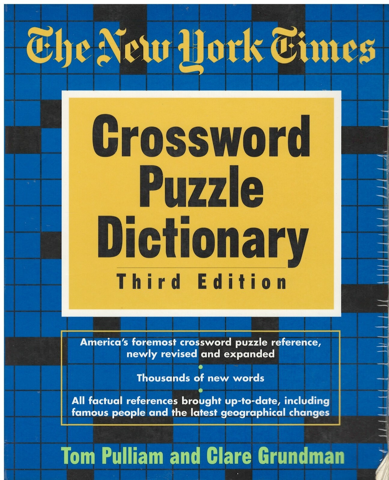 Puzzles and Games Reference Guides: New York Times Crossword Dictionary by  Clare Grundman and Tom Pulliam (1997, Trade Paperback, Large Type / large  print edition) for sale online | eBay