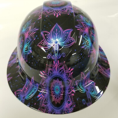 full brim hard hat custom hydro dipped IN LOTUS FLOWER   NEON  SUPER COLOR