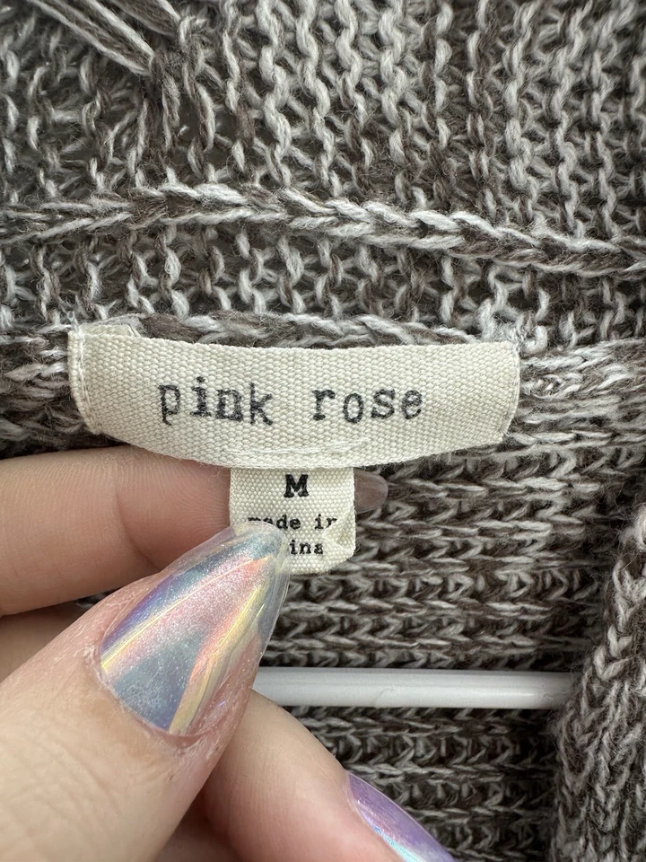 Розовый розовый женский кардиган размер средний коричневый с длинным рукавом открытый передний - Изображение 4 из 4