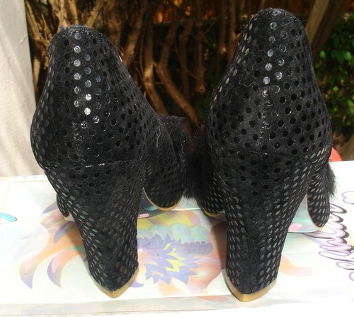 Irregular Choice MaMa's Boy Black spotty heels furry bow size 3 new - Imagen 3 de 10