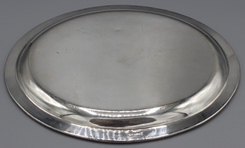 LARGE SILVER METAL SERVING TRAY FLORAL CHISEL DECOR SILVER SIGN - Picture 6 of 8