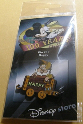Disney 100 Years of Dreams #39 Happy of the Seven Dwarfs in Mine Car Pin