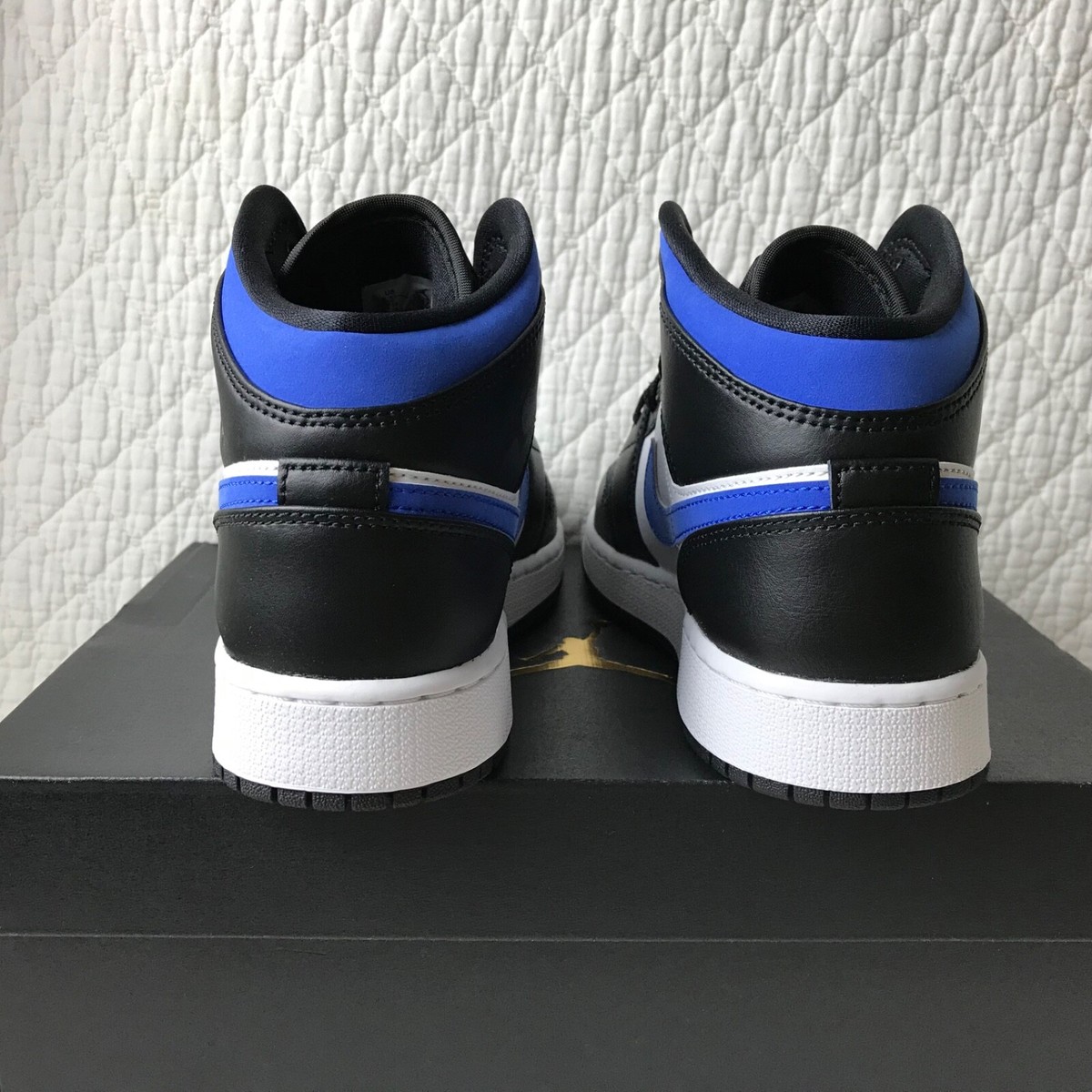 Nike Air Jordan 1 Mid (GS) Shoes Youth SZ 6.5Y White Racer Blue