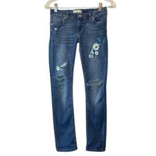 Levi  s 711 Skinny Jeans Girl 12 Regular Blue Embroidered Floral Distressed Denim