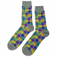 NWT Not Quite Plaid Dress Socks Novelty Men 8-12 Gray Crazy Fun Sockfly