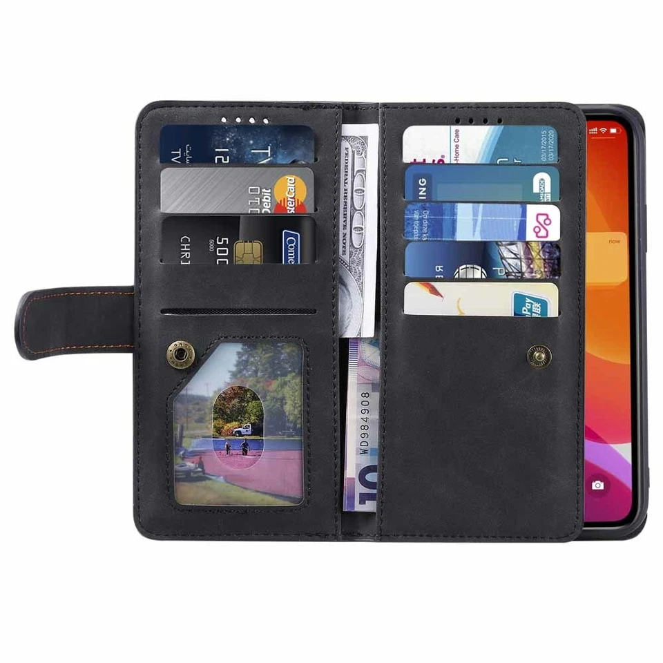 9 Card Slot Wallet Flip Leather Case Cover For iPhone 12 11 Pro Max XR SE 8 7 6s - Image 3 of 4