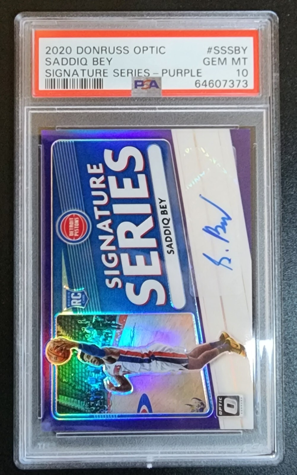 2020 Donruss Optic Saddiq Bey #SSSBY Signature Series - Purple PSA 10 GEM MINT