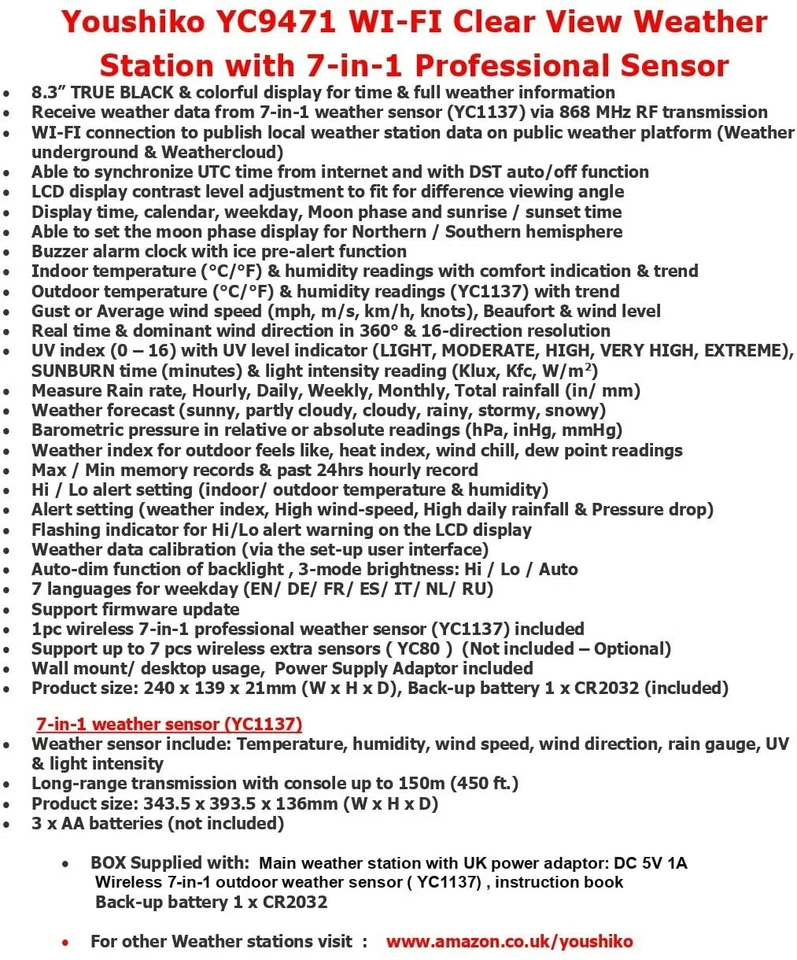 Weather Station  WIFI Professional 7-in-1 Wireless Sensor - Image 2 of 4