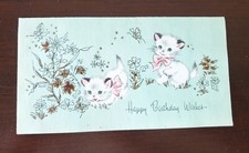 Vintage Happy Birthday Greeting Card Made In USA Cats Kittens