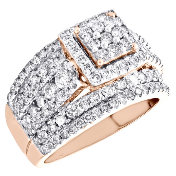 10K Rosegold Diamant Verlobungsring Kathedrale Schaft Quadrat Halo Mitte 2 Karat-image