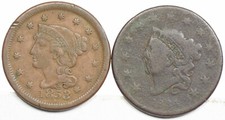 Lot de deux gros centimes, 1834 et 1853