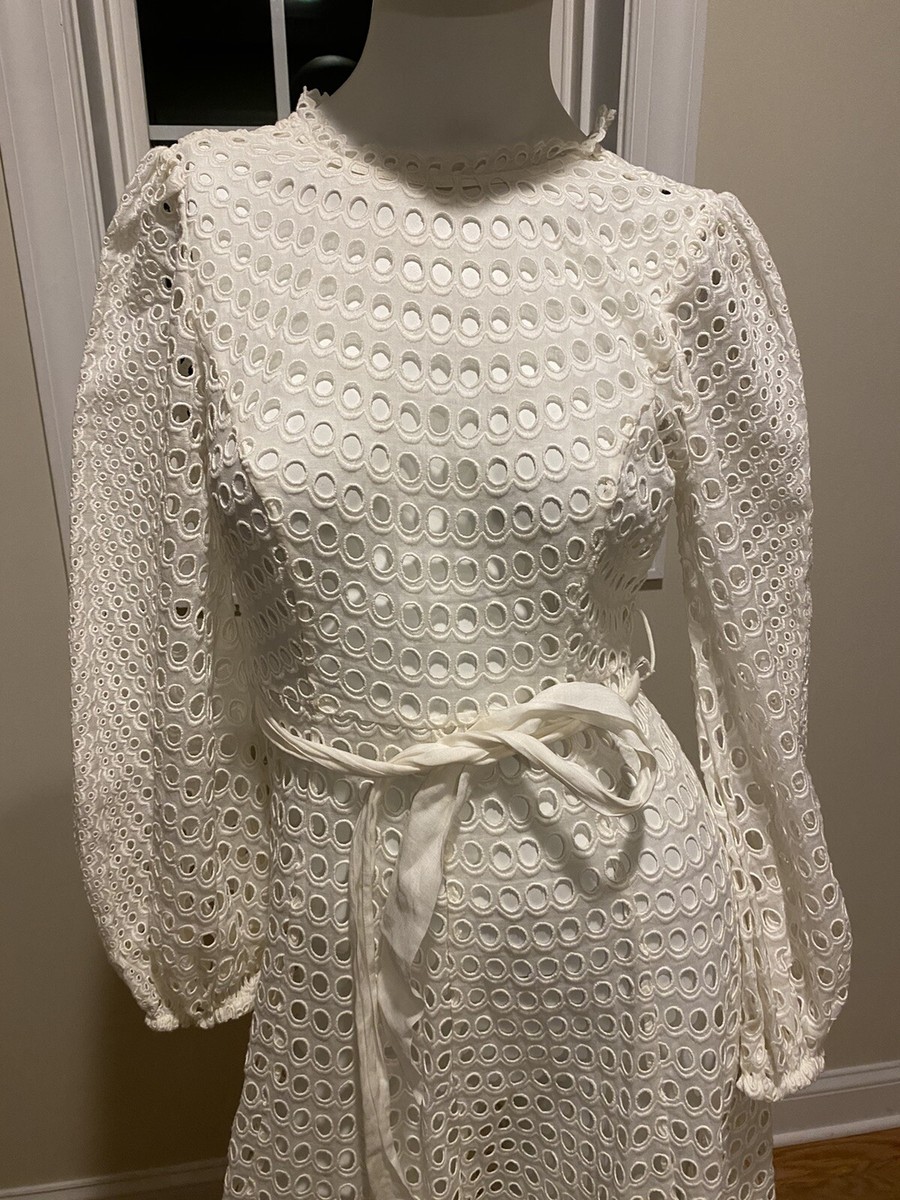 zimmermann poppy eyelet midi dress ZIMMERMANN Poppy Embroidered-eyelet Belted Midi Dress. U.S Size 4. $1150