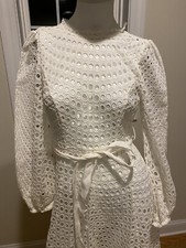 ZIMMERMANN Poppy Embroidered-eyelet Belted Midi Dress. U.S Size 4. $1150