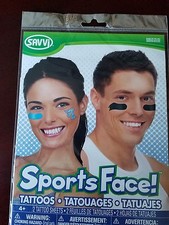 Sports Face Tattoos - 2 Temporary Tattoo Sheets