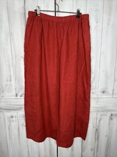 WOMENS BRYN WALKER RED 100 LINEN WIDE LEG CASBAH CROPPED LAGENLOOK PANTS XL
