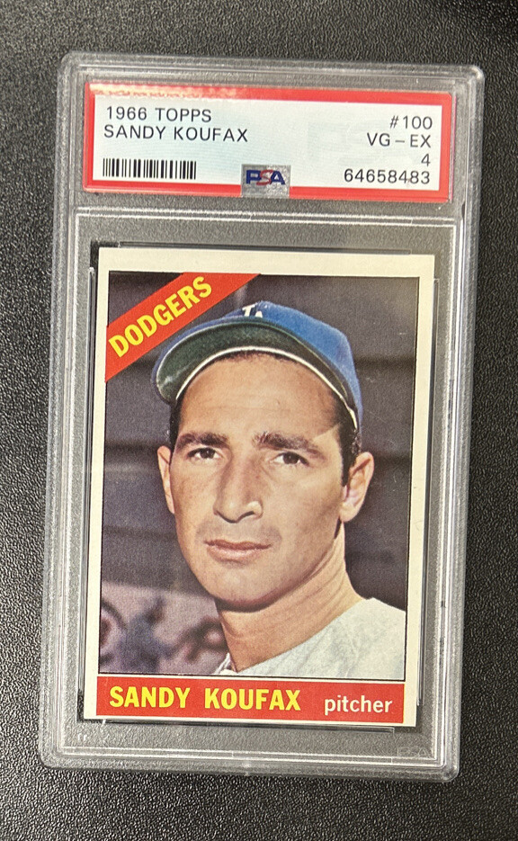 1966 Topps Baseball Sandy Koufax Los Angeles Dodgers Card #100 PSA 4
