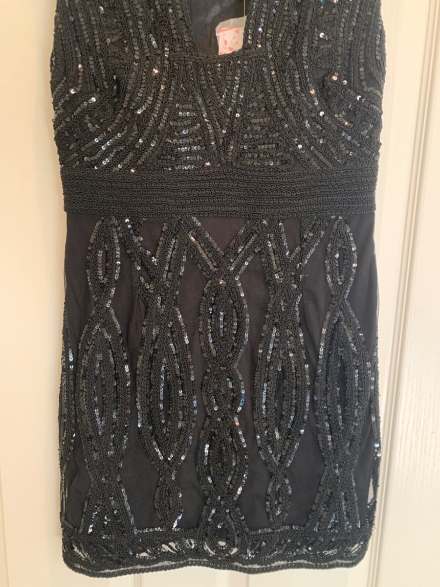 free people black sequin mini dress size 2 new with tags | eBay