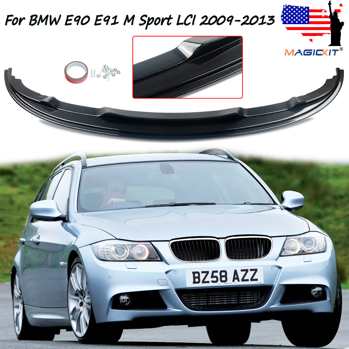 For BMW E90 E91 330 328 325 335 M Tech 2009-2013 Carbon Fiber